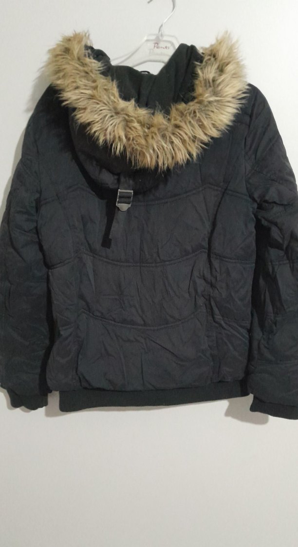 Düğmeli  siyah kadın Mont - Görsel 4