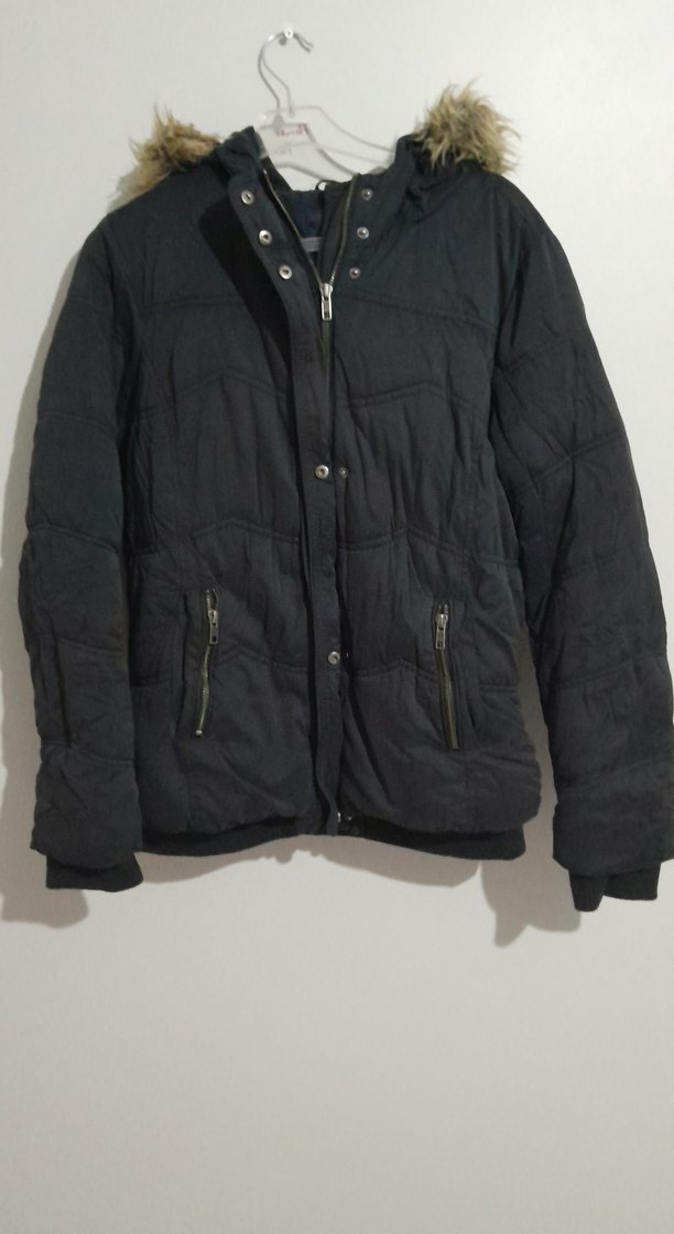 Düğmeli  siyah kadın Mont - Görsel 2