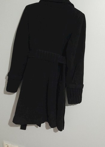 Çift Düğmeli Siyah Kaban - Görsel 5