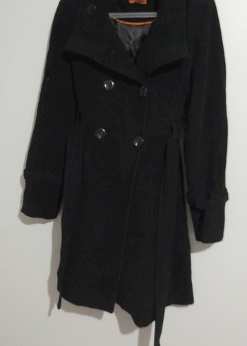 Çift Düğmeli Siyah Kaban - Görsel 2