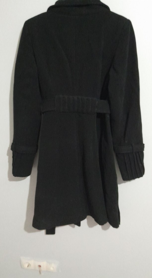 Çift Düğmeli Siyah Kaban - Görsel 4