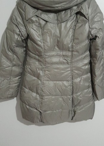 Gri Midi Kadın Kışlık Mont Fermuarlı - Görsel 5