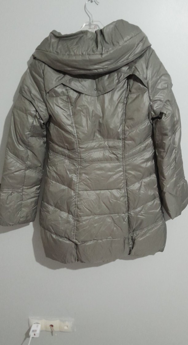 Gri Midi Kadın Kışlık Mont Fermuarlı - Görsel 4