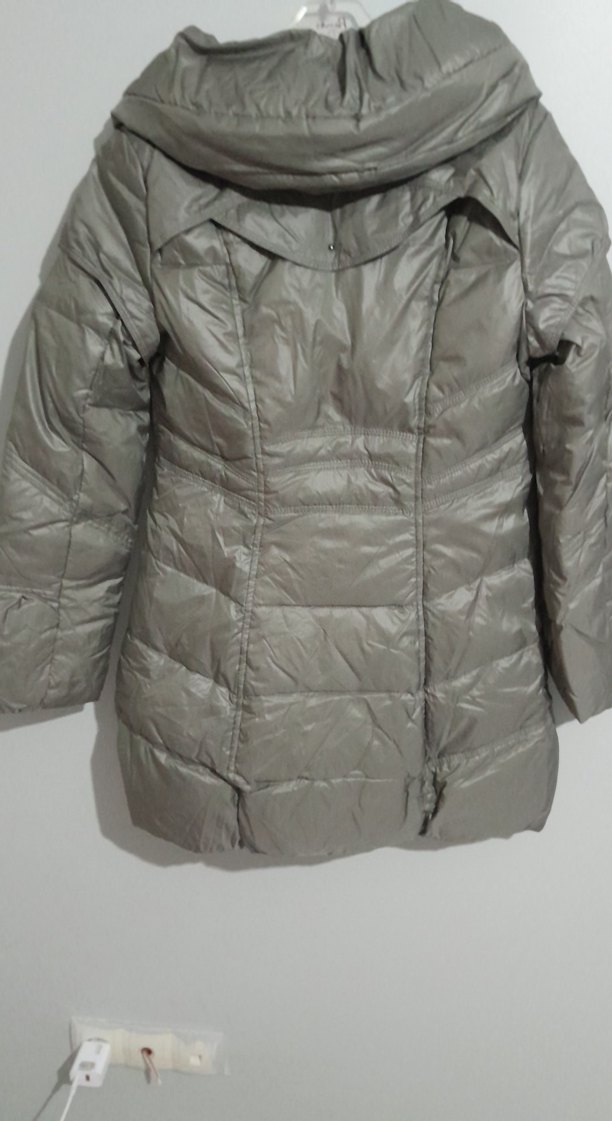 Gri Midi Kadın Kışlık Mont Fermuarlı - Görsel 5