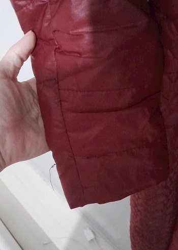 Bordo Uzun Kadın Kışlık Mont Fermuarlı - Görsel 6