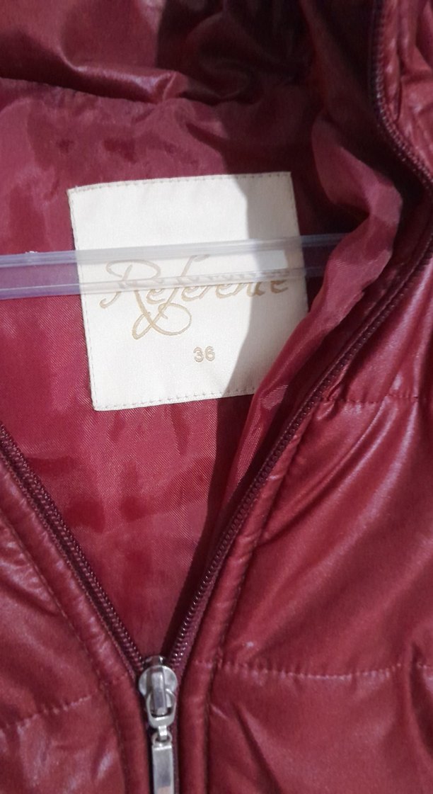 Bordo Uzun Kadın Kışlık Mont Fermuarlı - Görsel 3