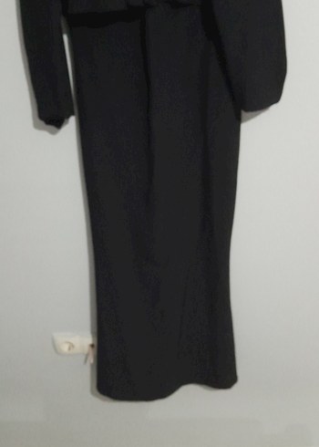 Uzun Siyah Drapeli Kadın Elbise - Görsel 4