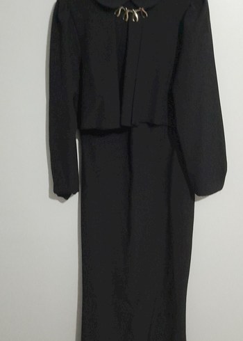 Uzun Siyah Drapeli Kadın Elbise - Görsel 3