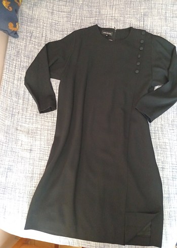 Abiye Elbise  Isvicre Mali Siyah Uzun Kollu Astarli,44 beden - Görsel 2