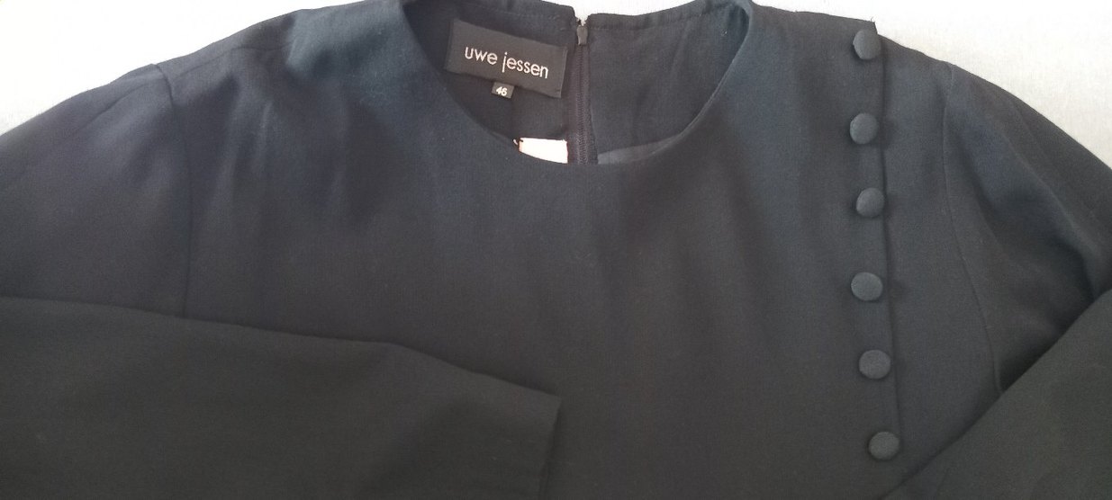 Abiye Elbise  Isvicre Mali Siyah Uzun Kollu Astarli,44 beden - Görsel 5