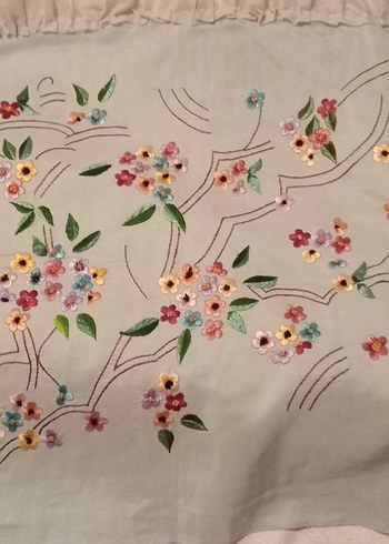 Antik kirlent yastik kılıfı ipek tafta ustu cin ignesi - Görsel 5