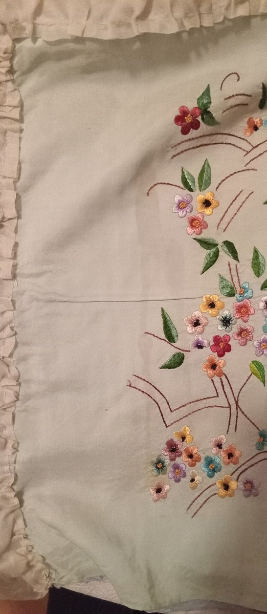 Antik  kirlent yastik kılıfı ipek tafta ustu cin ignesi - Görsel 3