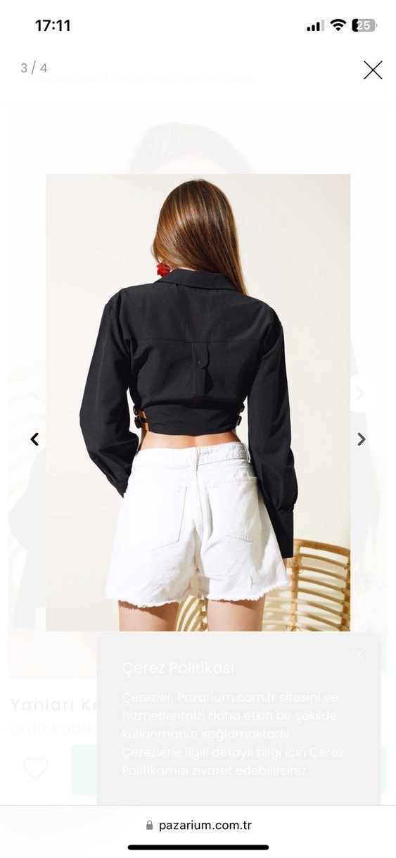 Tokalı Siyah Deri Mini Gömlek - Görsel 2