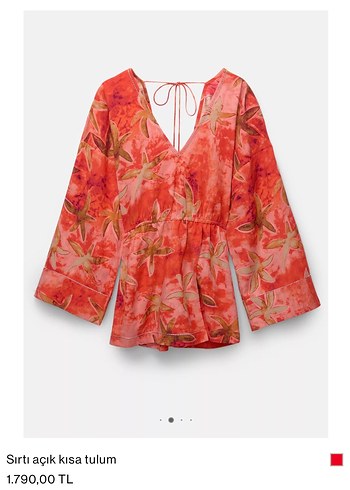 Kırmızı Sırtı Açık Mini Tulum - Görsel 2