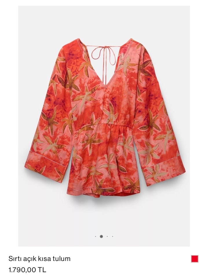 Kırmızı Sırtı Açık Mini Tulum - Görsel 2