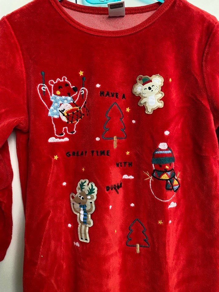 Kırmızı Nakışlı Bebek Tulum yılbaşı - Görsel 2