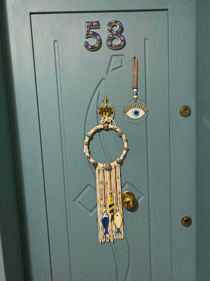 Bohem balıklı deniz kabuklu duvar kapı süsü - Görsel 5