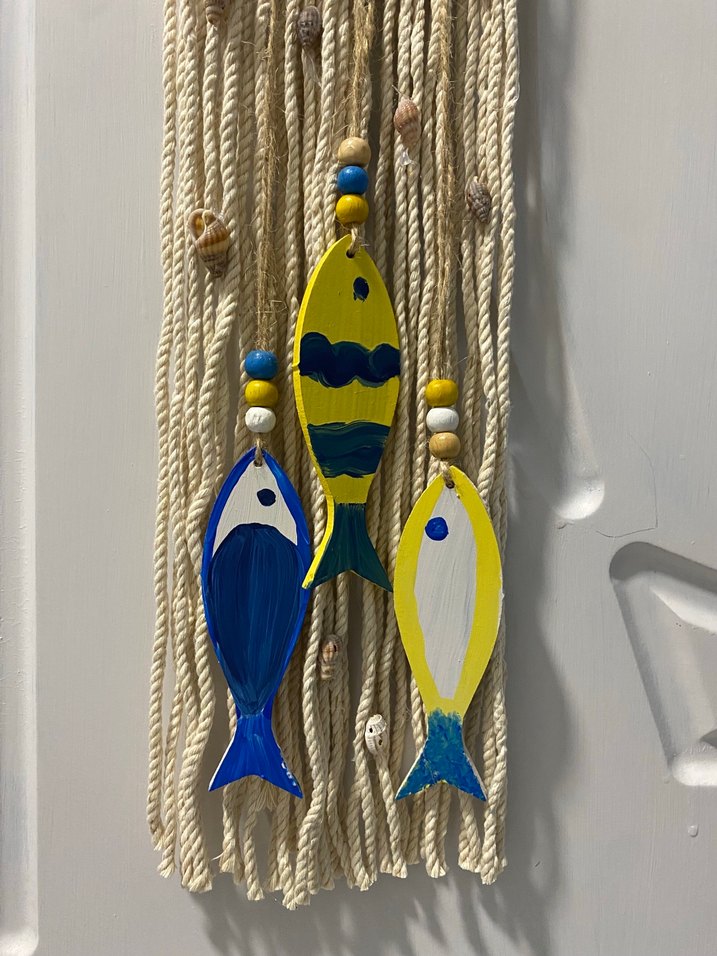 Bohem balıklı deniz kabuklu duvar kapı süsü - Görsel 3