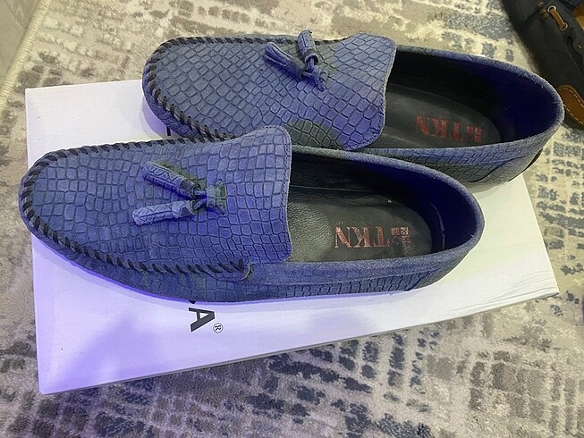 Mavi loafer ayakkabı