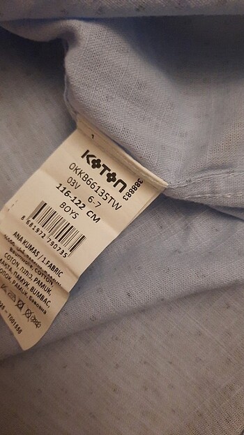 6 Yaş Beden mavi Renk Koton Gömlek