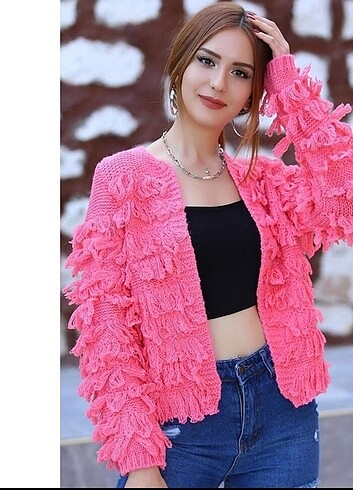 m Beden pembe Renk Püsküllü hırrka 