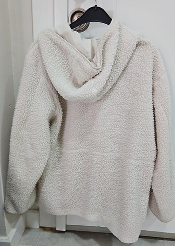 Bej Kapüşonlu Peluş Kadın Ceket - Görsel 5