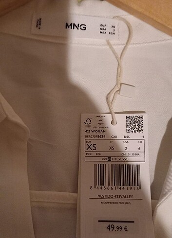 xs Beden beyaz Renk Mango uzun elbise 
