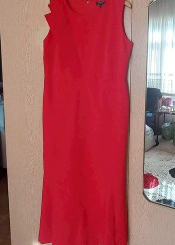 Kırmızı Drapeli Uzun Abiye Elbise - Görsel 12