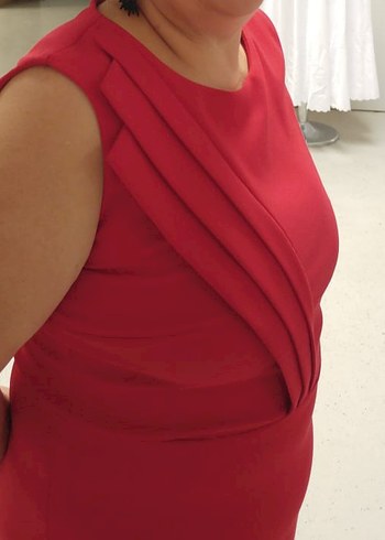 Kırmızı Drapeli Uzun Abiye Elbise - Görsel 3