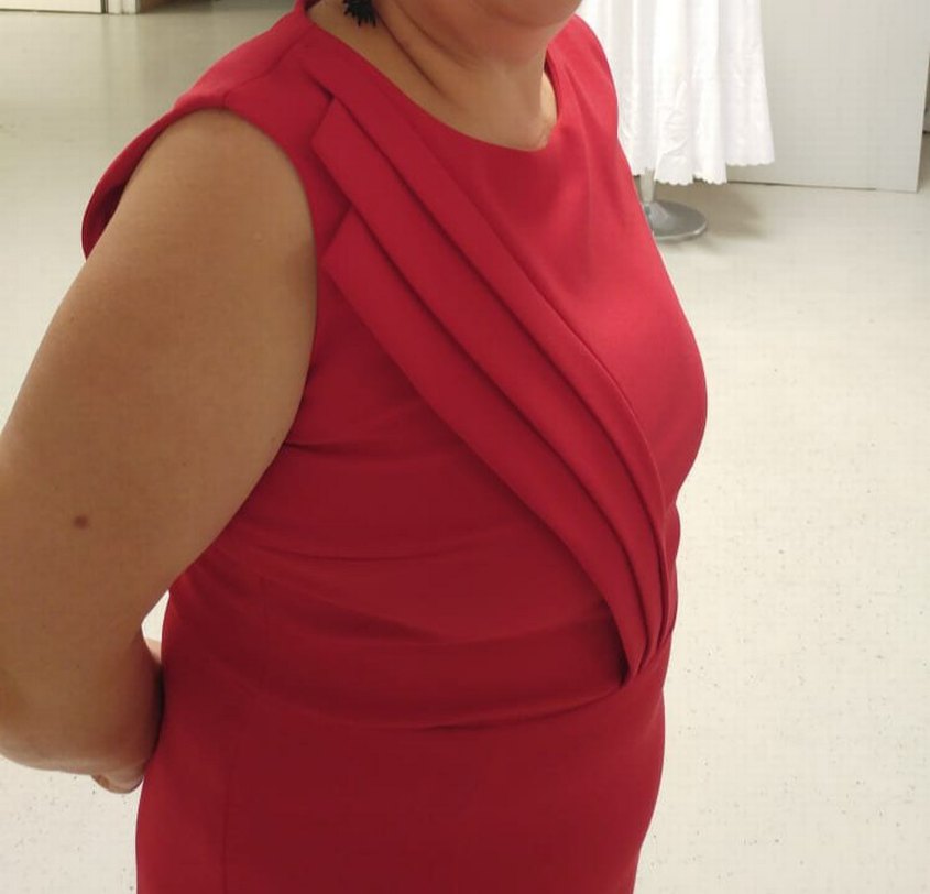 Kırmızı Drapeli Uzun Abiye Elbise - Görsel 3