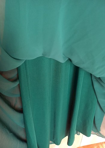 Boncuk İşlemeli Yeşil Uzun Abiye Elbise - Görsel 6