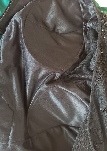 Boncuk İşlemeli Yeşil Uzun Abiye Elbise - Görsel 7