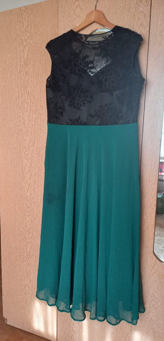 Boncuk İşlemeli Yeşil Uzun Abiye Elbise - Görsel 2