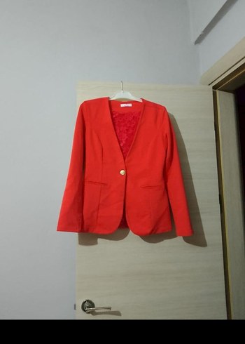 Zara Canli Kirmizi Tek Dugmeli Blazer Ceket
