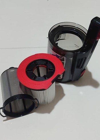 Kırmızı-Gri Süpürge Toz Haznesi ve Filtre - Görsel 6