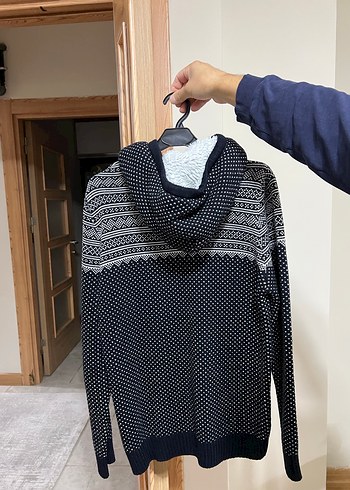 Erkek Gri Örgü Kapüşonlu Hırka - Görsel 2