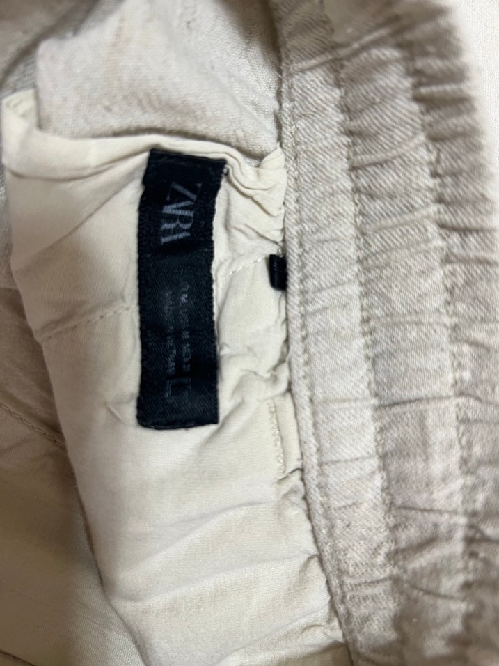 Bej Keten  Pantolon - Görsel 3