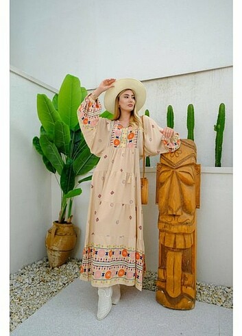 Zara OTANTİK DESENLİ VİSCON BOHEM ELBİSE