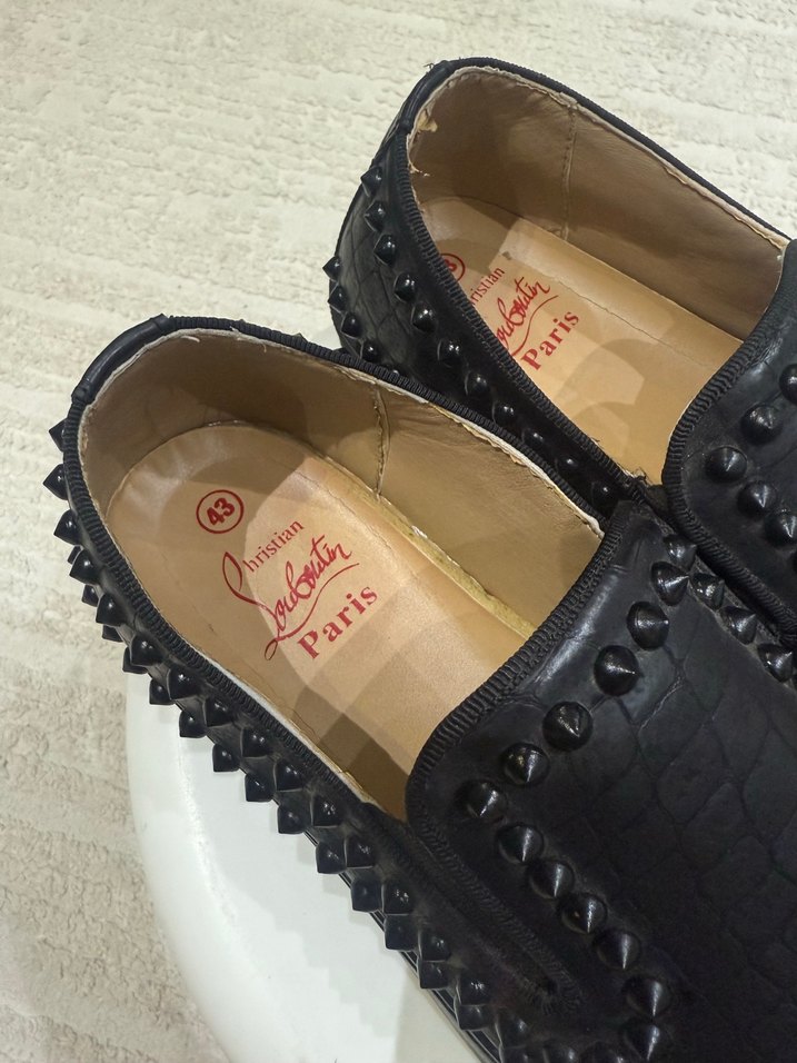 Siyah Deri Zımbalı Erkek Sneakers çok tarz - Görsel 3