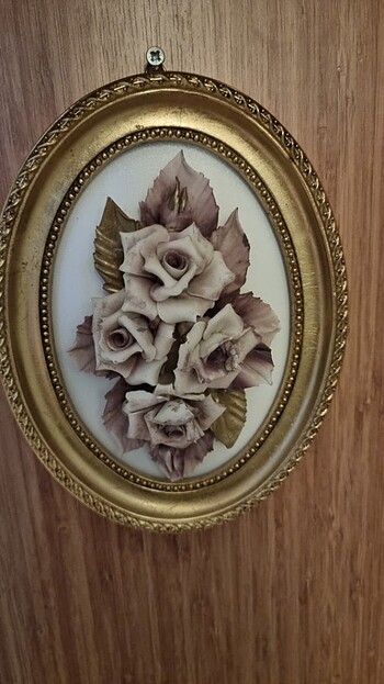 İtalyan capodimonte damgalı çiçek tablo