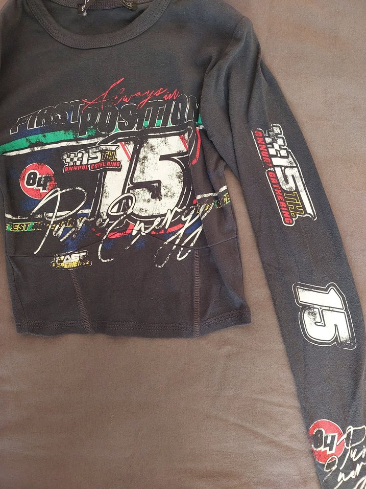 Siyah Uzun Kollu Baskılı Crop - Görsel 2