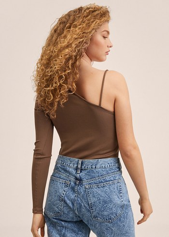 Kadın Kahverengi V Yaka İnce Askılı Atlet - Görsel 2