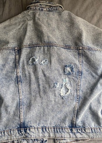 Gri Düğmeli Kadın Denim Ceket - Görsel 4