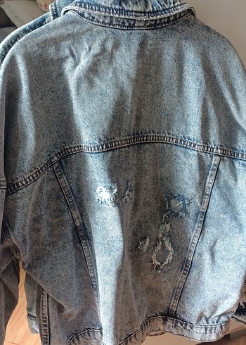 Gri Düğmeli Kadın Denim Ceket - Görsel 7