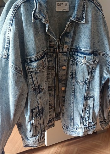 Gri Düğmeli Kadın Denim Ceket - Görsel 5