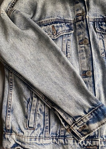 Gri Düğmeli Kadın Denim Ceket - Görsel 3