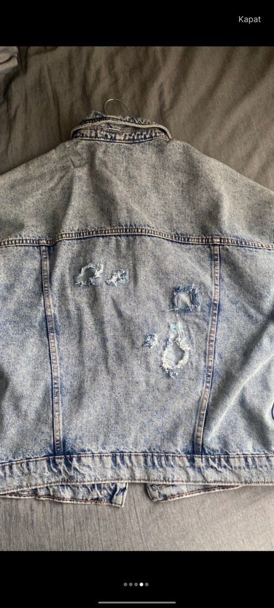 Gri Düğmeli Kadın Denim Ceket - Görsel 4