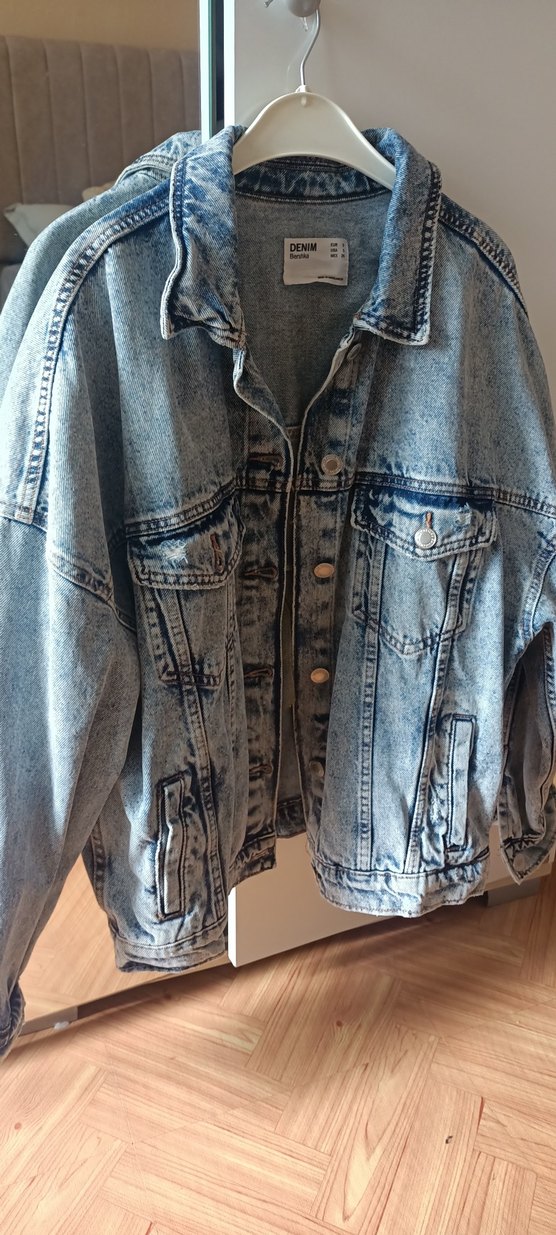 Gri Düğmeli Kadın Denim Ceket - Görsel 5