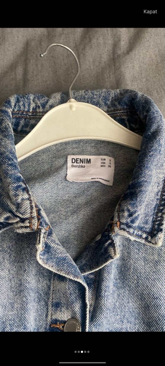 Gri Düğmeli Kadın Denim Ceket - Görsel 2