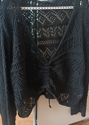 Siyah V Yakalı Örgü Uzun Kollu Kazak 2li - Görsel 2